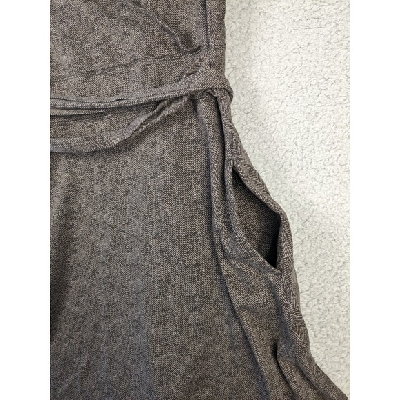 Toad & Co Small Womens Organic Cotton Waist Tie V-Neck Brown Midi Dress Pockets - Picture 10 of 12